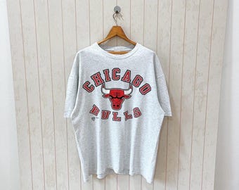 Maglietta vintage anni '90 dei Chicago Bulls - Maglietta NBA grigia Hanes - XL