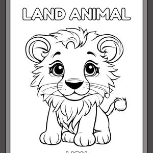 Libro da colorare con animali in atterraggio per bambini piccoli e in età prescolare / Attività di colorazione facile per bambini