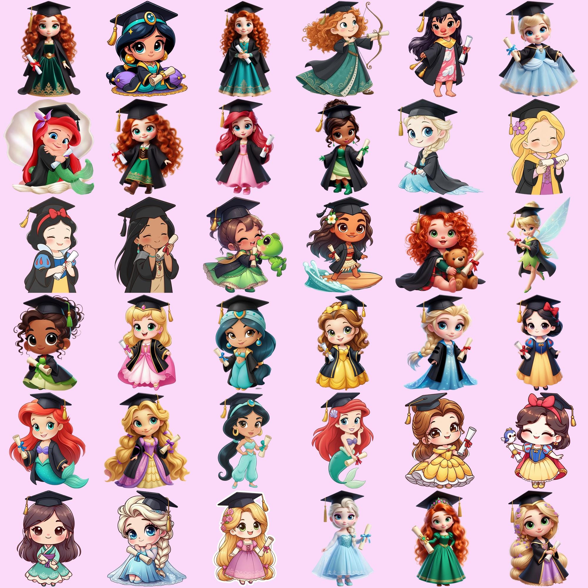 Graduation Cartoon Characters PNG Clipart Bundle - Etsy
