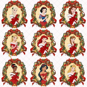 Julprinsessa PNG-paket – Söt julprinsessa Clipart, Glitter Festlig Sublimeringsdesign
