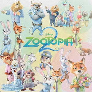 4000px 50 PNG Zootopia 2 Watercolor Clipart Bundle, Zootopia 2 PNG Cartoon Animals Clipart Kit, Zootropolis Zoomania Zootopia2 PNG Clip Arts