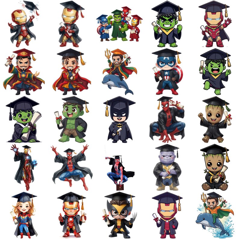 Set Graduation 2026 Png, Hero Characters Graduation 2026 Png Bundle ...