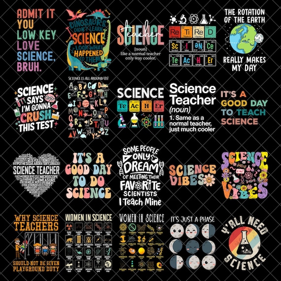 Science Teacher Bundle Png, Chemistry Printable, Teacher Graphics, Science Student, School Vibes, Science Lover, Digital Download