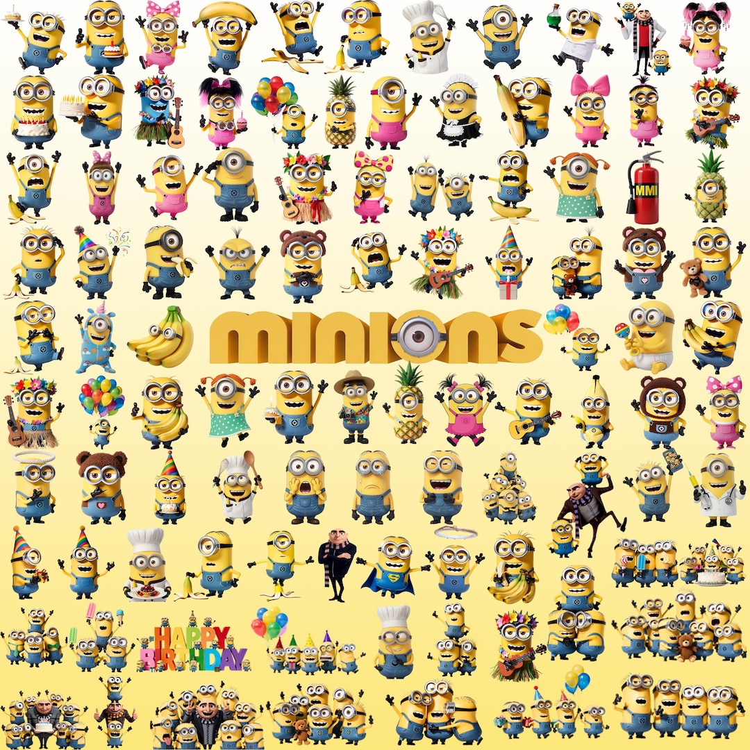 190+ PNG Minions PNG Bundle, Cartoon Character Clipart, High Resolution Transparent PNG Fi