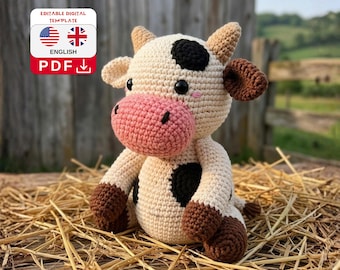 Milk Cow Plush Crochet Pattern | Cute Cow Pattern | Baby Cow Amigurumi PDF | Crochet Animal Pattern Amigurumi | Crochet Cow Crochet Pattern