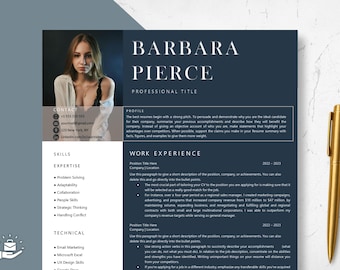 Professional & Modern Resume Template for Word and Pages | Model Resume Design | Actor CV Template | Professional CV | Instant Download