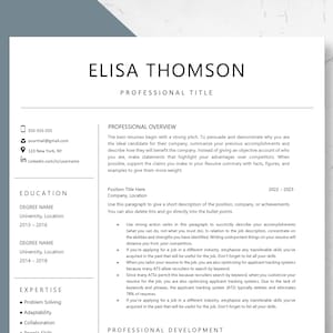 Professional Resume Template for MS Word, Mac Pages | Resume Template with Border line, Modern Resume/CV Template, Instant Download