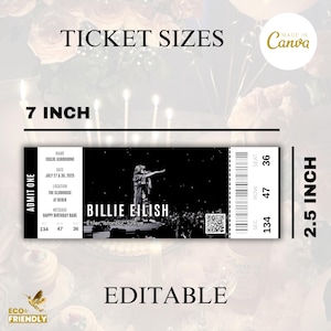 Billet de concert modifiable sur toile, modèle de billets imprimable, billet de concert personnalisé bricolage, idée cadeau d'anniversaire, cadeau surprise, téléchargement numérique image 3