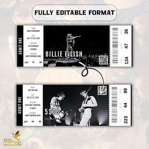 Billet de concert modifiable sur toile, modèle de billets imprimable, billet de concert personnalisé bricolage, idée cadeau d'anniversaire, cadeau surprise, téléchargement numérique image 4