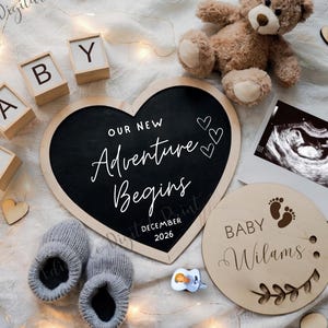 Simple Digital Pregnancy Announcement Gender Neutral Heart Baby Announcement Modern Editable Social Media Baby Reveal Template