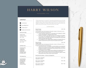 Modelo de currículo Apple Pages e Word 1 página, 2 páginas e 3 páginas | Modelo de currículo profissional moderno para executivo, CEO, vendas e gerente de RH