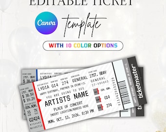 Ticketmaster Ticket | Editable Concert Ticket Template | Surprise Concert Tickets | Birthday Gift | Custom Event Ticket | Gift for her/him