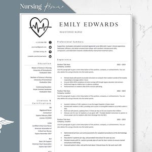 Nursing Resume Template for Word Pages, Registered Nurse Resume, New Grad Nurse Practitioner CNA Nurse Resume Template, Remote RN Template