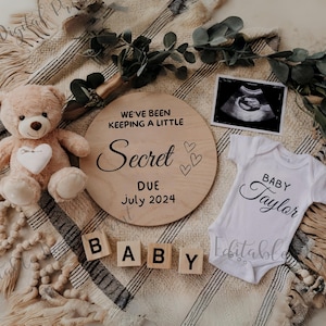 Pregnancy Announcement Template, Digital Pregnancy Announcement, Baby Announcement, Instant Download, Editable Baby Announcement, Secret