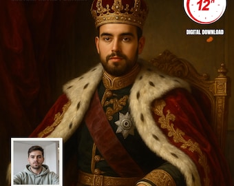 Retrato real personalizado a partir de una foto / Retrato renacentista / Retrato histórico digital / Retrato real humano / Retrato digital masculino