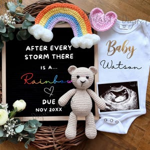 Digitale zwangerschapsaankondiging Rainbow Baby - BEWERKBARE genderneutrale sjabloon - Social Media Baby Reveal - Rainbow baby onderweg - IVF