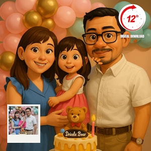 Pixar Style Portrait from Photo, Couple Personalized Family 3D Cartoon Drawing from Photo, Pixar Art Style Portrait, Cartoon Style Portrait