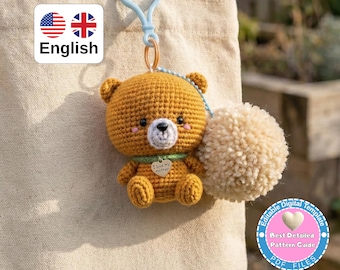 Crochet Pattern Bear Keychain, Crochet Cute Bear Keychain PATTERN , Amigurumi Bear Patterns, Mini Bear Amigurumi, Gift Her, Mom's Day