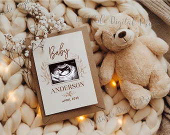Simple Pregnancy Announcement Digital Baby Announcement Minimalist Boho Baby Announcement Gender Neutral Social Media Baby Reveal Template