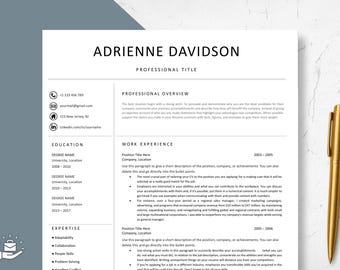 Resume CV Template, 1 - 2- 3 Page Editable Resume Template, Professional Resume Template for MC Word, Mac Pages, Modern Resume CV Template