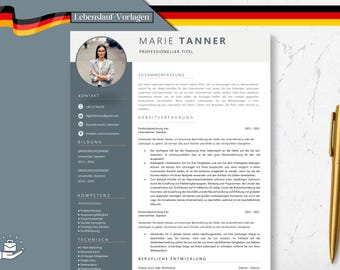 Kreative Bewerbungsvorlage auf Deutsch mit tabellarischem Lebenslauf, Motivationsschreiben, Deckblatt und Anhänge für Word und Pages