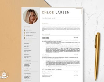 Modern Resume Template with Photo, 2025 Professional Resume Template for MS Word and Apple mac Pages with Matching Cover Letter, CV Template