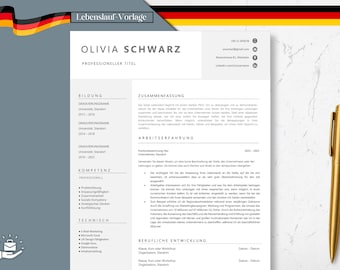 Bewerbungsvorlage、Lebenslauf Vollage Deutsch、CV Vollage Apple Pages、MS Word、Professionelle Bewerbung German、Anschreiben-Vorlage