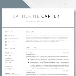 Student with No Experience Resume Template for Grad School, College Students, and High School Students with Cover Letter, 1-2-3 Page Resume