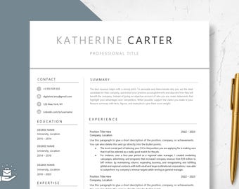 Student with No Experience Resume Template for Grad School, College Students, and High School Students with Cover Letter, 1-2-3 Page Resume