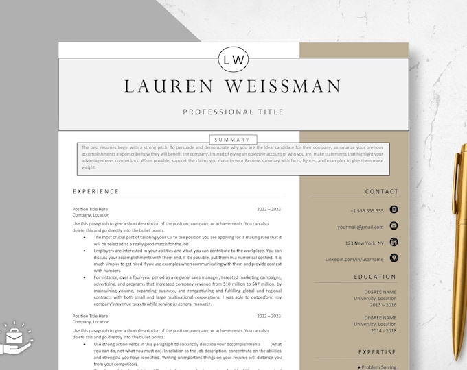 5 Page Resume / CV Template + Cover Letter + References for MS Word ...