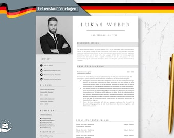 Bewerbungsvorlagen, Lebenslauf Vorlage, Moderner Lebenslauf, Word, Apple Pages, Deutsch, CV Vorlage, Curriculum Vitae, Plantilla de currículum