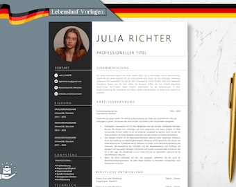 Bewerbungsvorlagen Deutsch | Lebenslauf Vorlage für Word | professioneller Lebenslauf Deutsch | Bewerbung | CV Vorlage | CV Template German
