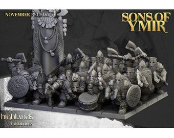 Highland Miniatures Dwarf Huscarls Elite Shield Warriors Fantasy Resin Miniatures for RPGs, Tabletop Gaming