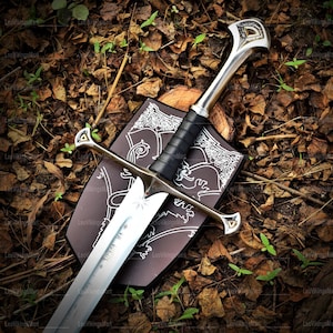 Handmade Damascus Steel Medieval Sword Replica - Wall Decor