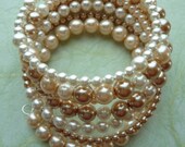 Items similar to Glass Pearl Beaded Memory Wire Bracelet on Etsy