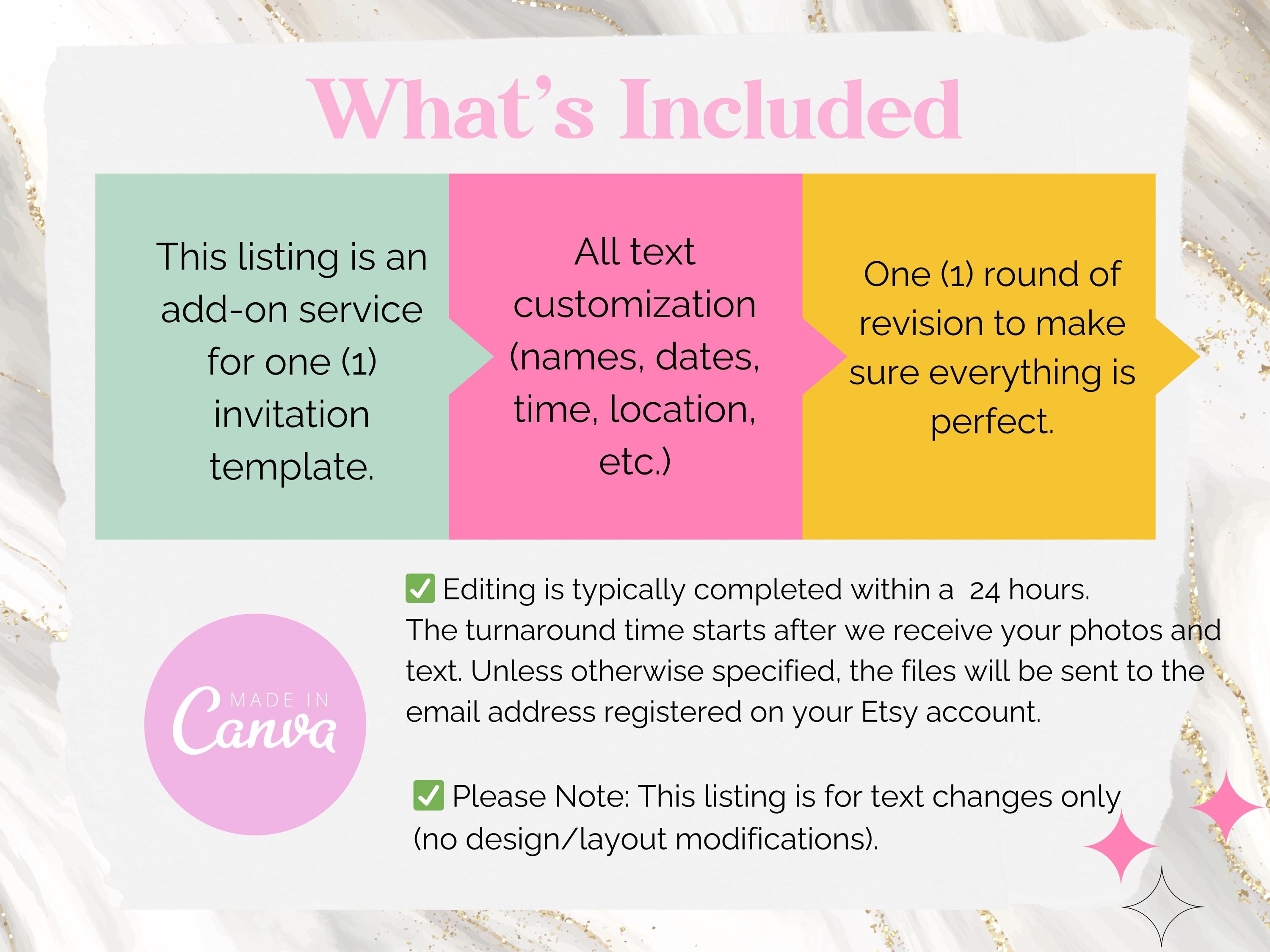 Customization Add on - Edit My Template for Me - 24 Hour Turnaround - Etsy