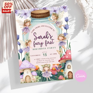 Editable Fairy First Birthday Invitation: Whimsical Garden (Digital Download)