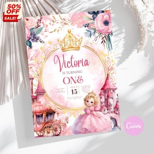 Editable Princess Birthday Invitation: Castle Party Theme (Digital Download)