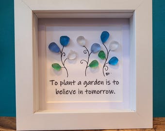 Sea glass flower art