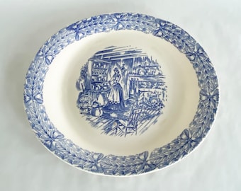 Vintage Camwood Ivory Universal Cambridge Blue & White Transferware Oval Platter / Plate