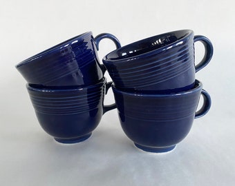 SET OF 4 Vintage Navy/Cobalt  Blue Fiesta Ware Tea Cups