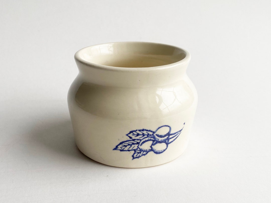 Oxford Ware Small 2.5 Stoneware Crock White W/ Blue Fruit Etsy