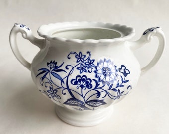 Vintage J. & G. Meakin 'Blue Nordic' Blue and White Transferware  Sugar Bowl WITHOUT LID