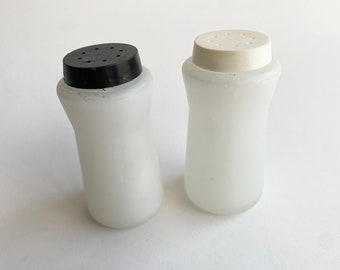 Vintage Salt and Pepper Shaker Set - Durkee Frosted White Glass