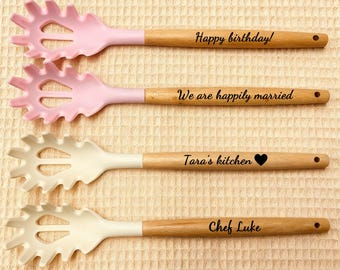 Cuchara para pasta personalizada, utensilio de repostería personalizado, utensilio de cocina personalizado con mangos de madera, regalo para chef, regalo ideal para reposteros, regalos para ella