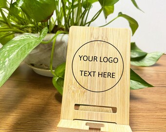 Custom Engraved Bamboo Phone Stand, Corporate Gift