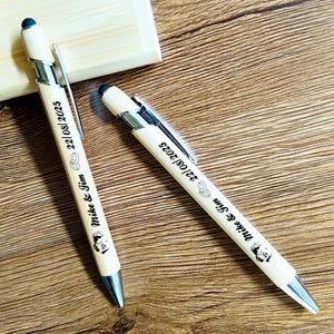 Wedding Guest Gift, Wedding Favor Pen, Custom Engraved Bamboo Ballpoint Pen, Bridesmaid Pens, Bridal Shower Favors, Anniversary Gifts