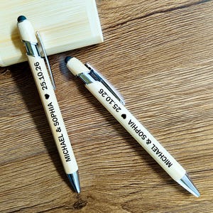 Wedding Favors Pens, Personalised Engraved Favors, Custom Engraved Bamboo Ballpoint Pen, Wedding Gifts, Bulk Guest Favor