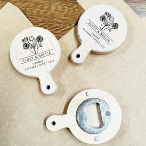 Personalized Wooden Bottle Opener, Custom Wedding Gifts, Bridal Shower Favors, Wedding Favors, Engraved Bottle Opener, Groomsmen Gift