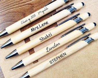 Op maat gemaakte gegraveerde houten pen, zakelijk relatiegeschenk, Vaderdagcadeau, gepersonaliseerde bamboe balpen, gastenbedankjes in bulk, huwelijkscadeaus